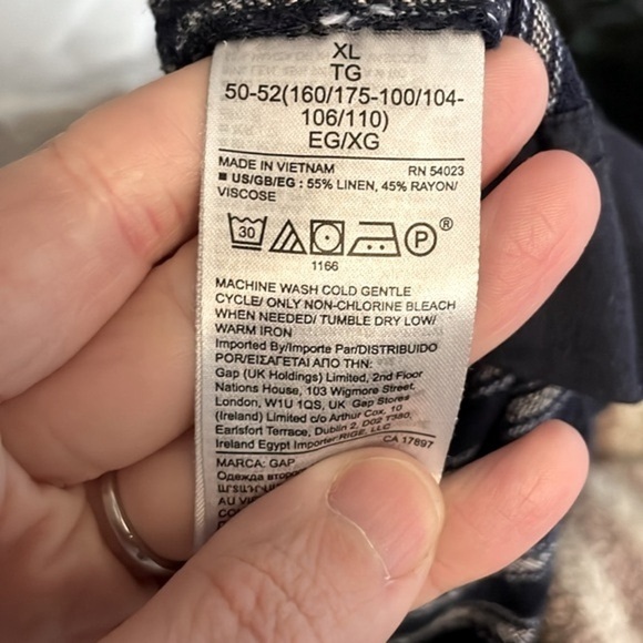 Gap Women Shorts XL Pull On Stretch Waist Blue & White Linen Striped Preppy - Picture 8 of 14